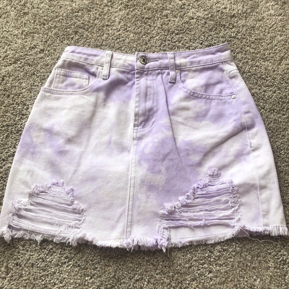 Purple tie dye jean skirt